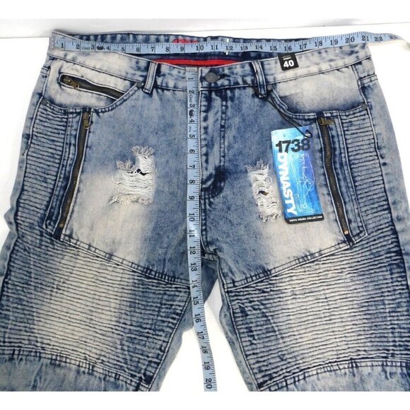 DYNASTY 1738 faded & distressed blue jean shorts 12" inseam men's size 40, NEW - Picture 2 of 3